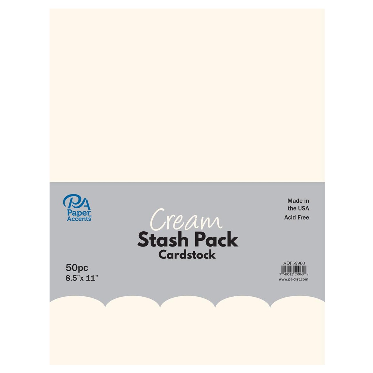 PA Paper Accents Stash Pack Cardstock Pack 8.5" x 11" Cream, colored cardstock paper for card making, scrapbooking, printing, quilling and crafts, 65lb., 50 pieces